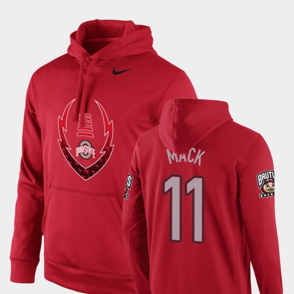 Ohio State Buckeyes Austin Mack Men's #11 Circuit Icon Scarlet Performance College Football Hoodie 2404AHFM6